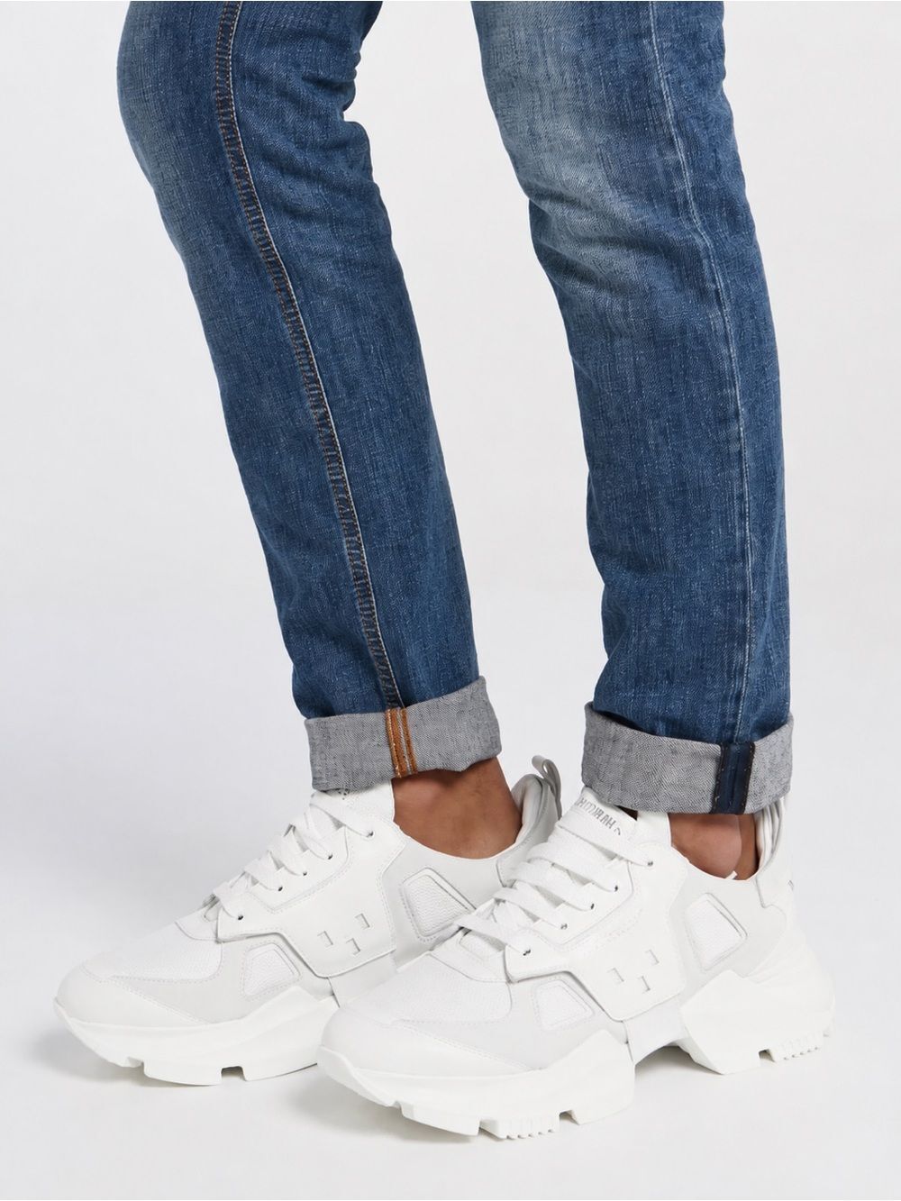 Les Hommes Chunky Triple White Leather Sneakers Made in Italy EU 44